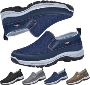 Men's Arch Support Orthopedic Slip-on Canvas Loafers,Outdoor Casual Non Slip Orthopedic Sneakers Flats Walking Boat Shoes