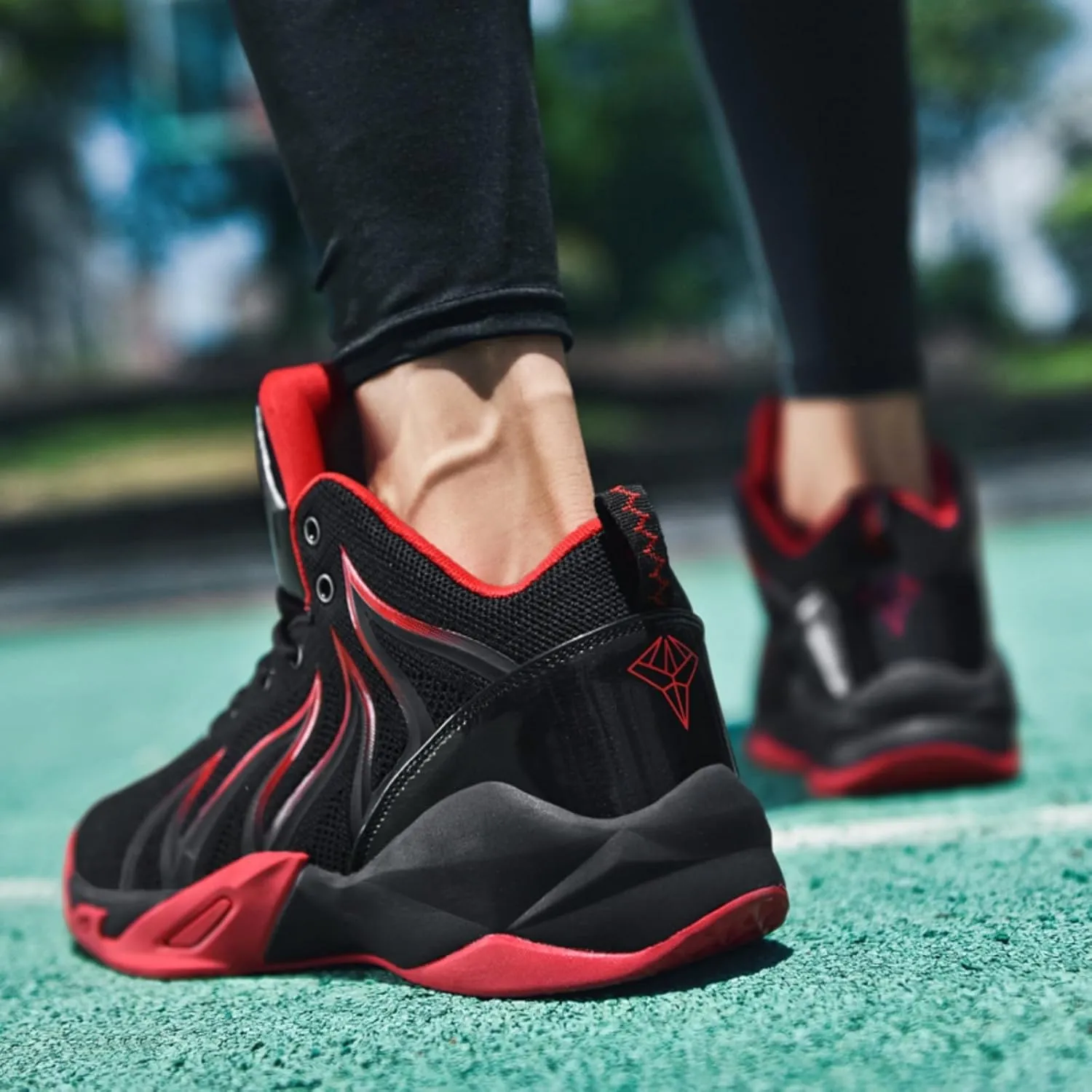 Mens Breathable Lace Up High-Top Mesh Cloth Basketball Shoes Fashion Comfortable Non-Slip Sneakers for Running Walking Workout Training