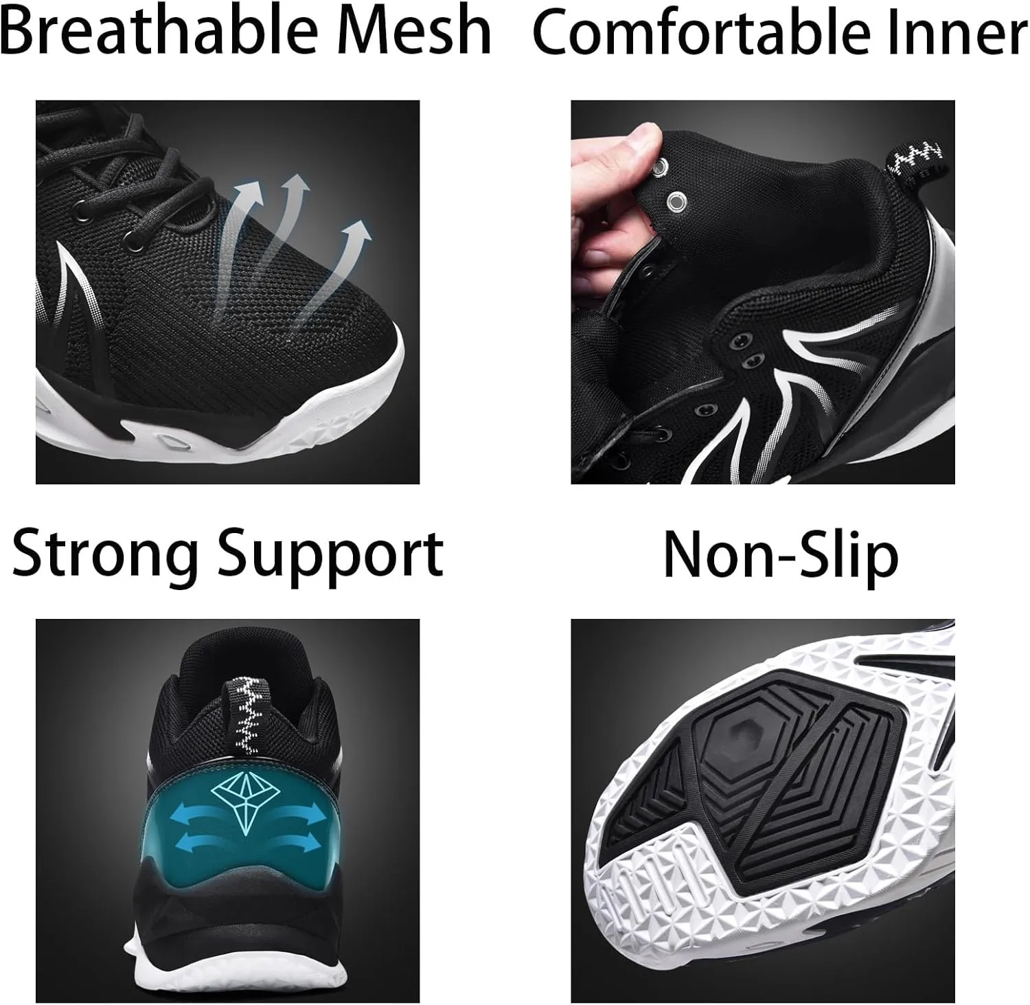 Mens Breathable Lace Up High-Top Mesh Cloth Basketball Shoes Fashion Comfortable Non-Slip Sneakers for Running Walking Workout Training