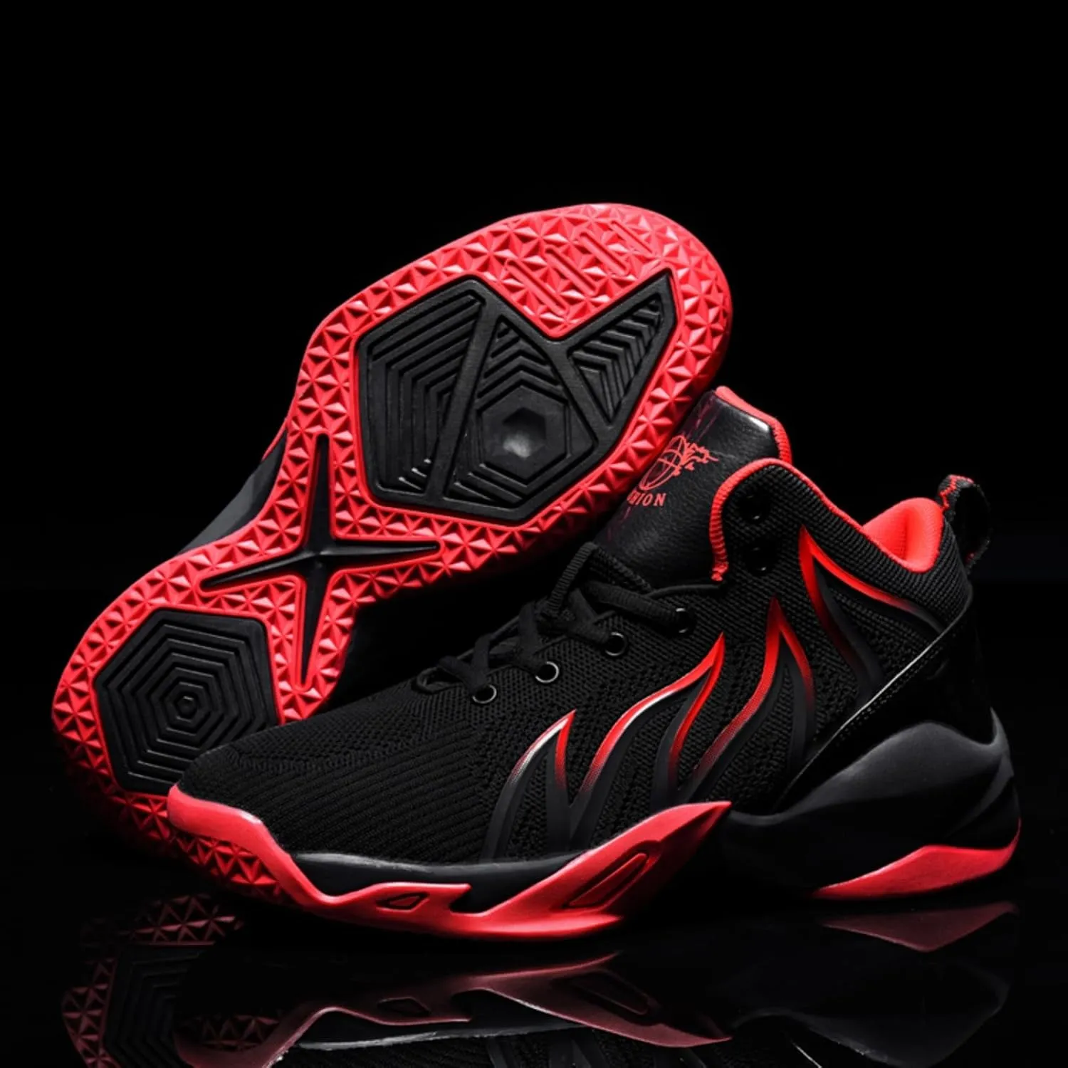 Mens Breathable Lace Up High-Top Mesh Cloth Basketball Shoes Fashion Comfortable Non-Slip Sneakers for Running Walking Workout Training