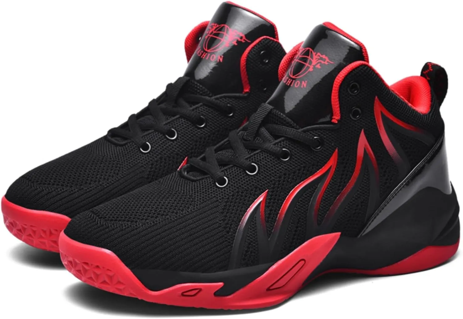 Mens Breathable Lace Up High-Top Mesh Cloth Basketball Shoes Fashion Comfortable Non-Slip Sneakers for Running Walking Workout Training