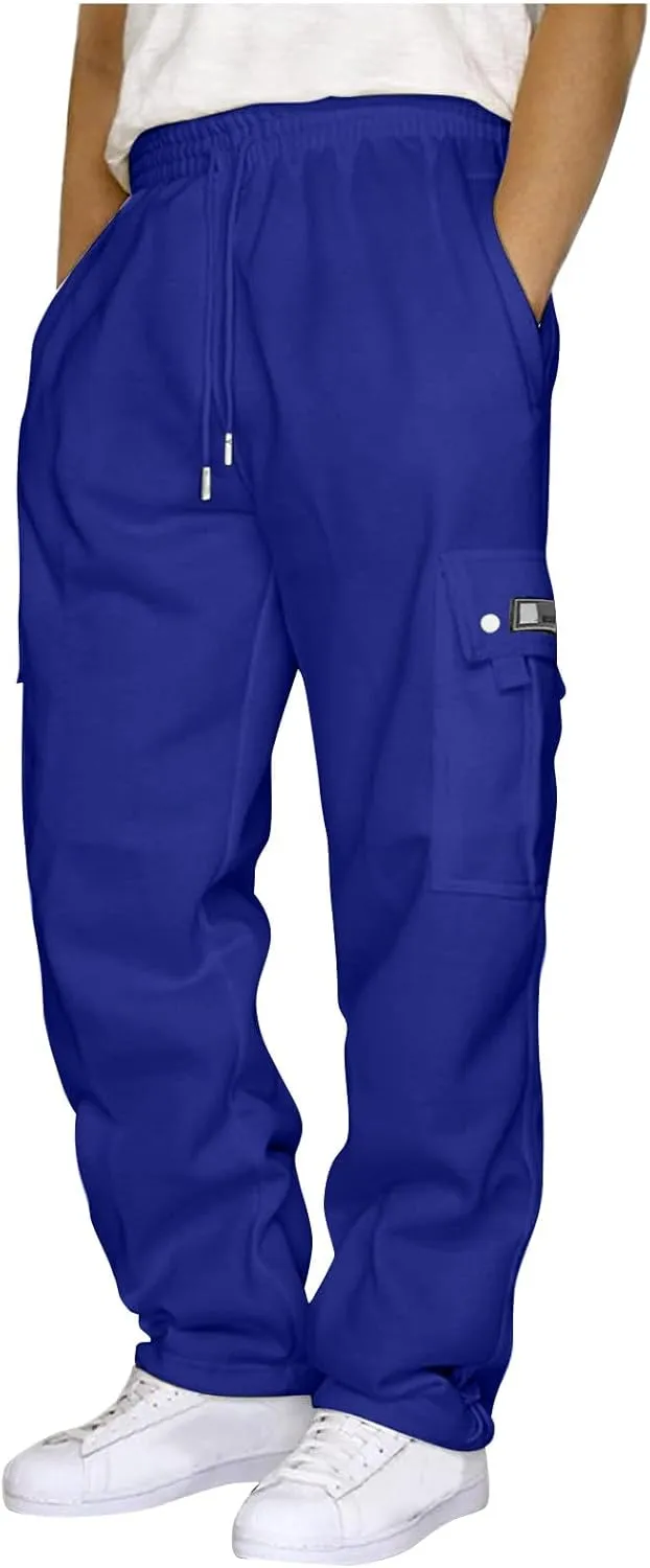 Mens Cargo Sweatpants Athletic Straight Jogger Pant Big and Tall Baggy Tactical Workout Trouser Hiking Pants
