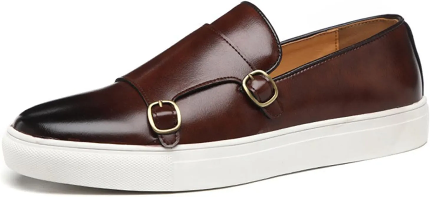 Men's Casual Loafers Monk Strap Classic Lightweight Slip-On Walking Dress Shoes