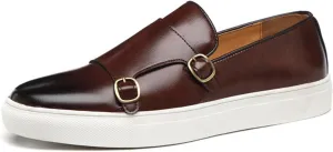 Men's Casual Loafers Monk Strap Classic Lightweight Slip-On Walking Dress Shoes