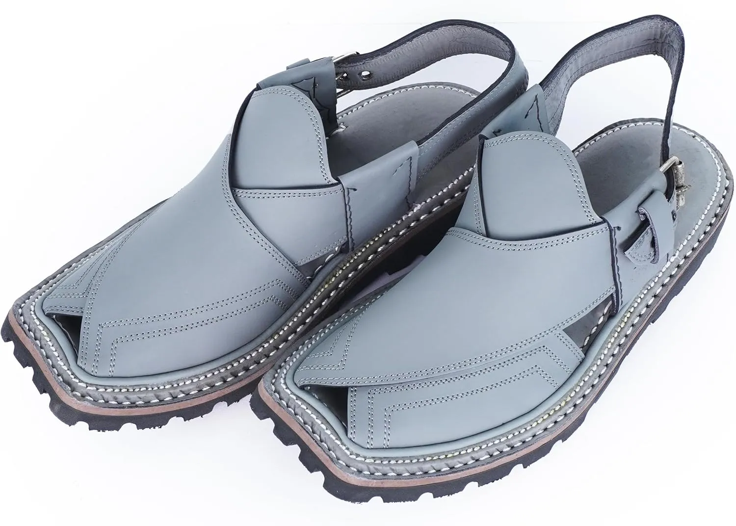 Mens Casual Outdoor Brown Sandals - Summer Slippers 100% Genuine Leather Sandles - Comfortable Walking Traveling Shoes