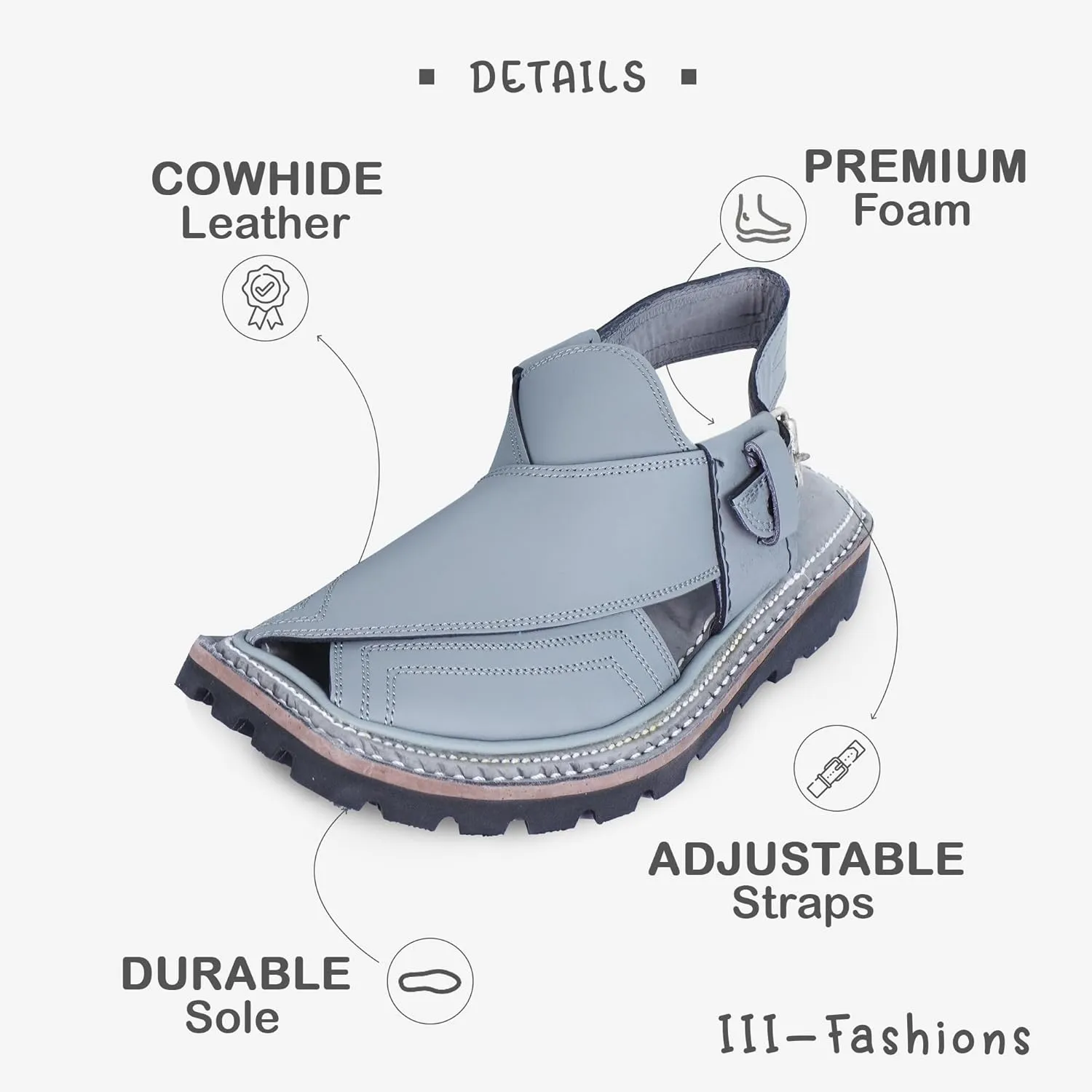 Mens Casual Outdoor Brown Sandals - Summer Slippers 100% Genuine Leather Sandles - Comfortable Walking Traveling Shoes