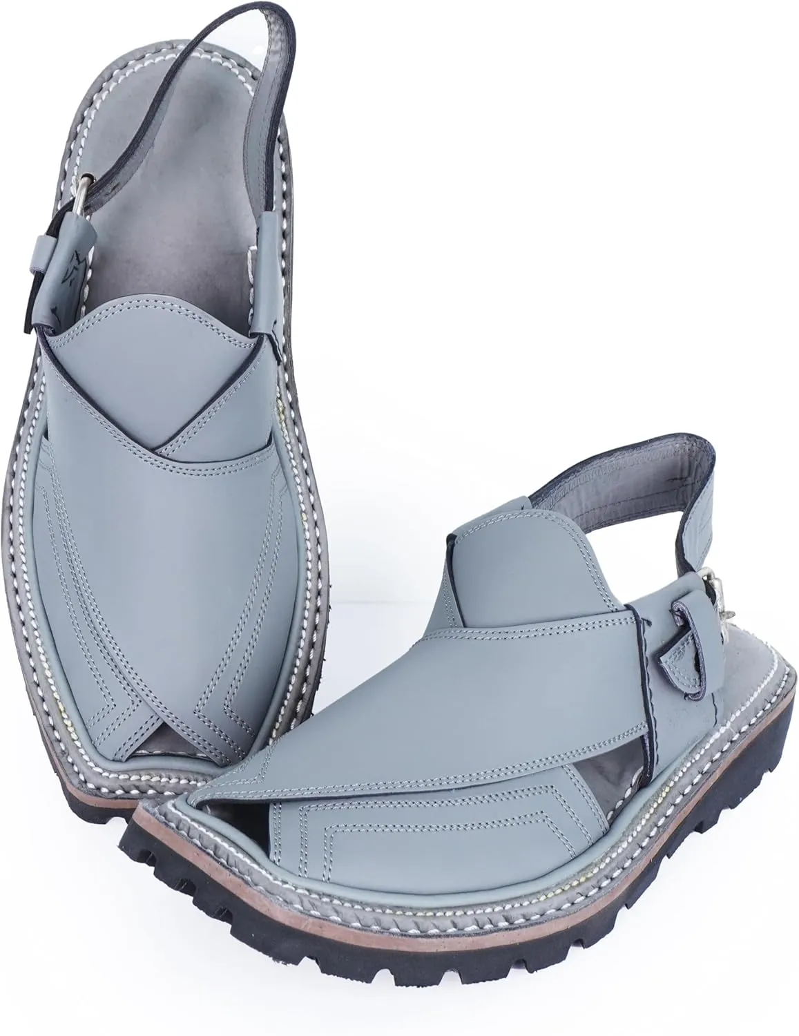 Mens Casual Outdoor Brown Sandals - Summer Slippers 100% Genuine Leather Sandles - Comfortable Walking Traveling Shoes