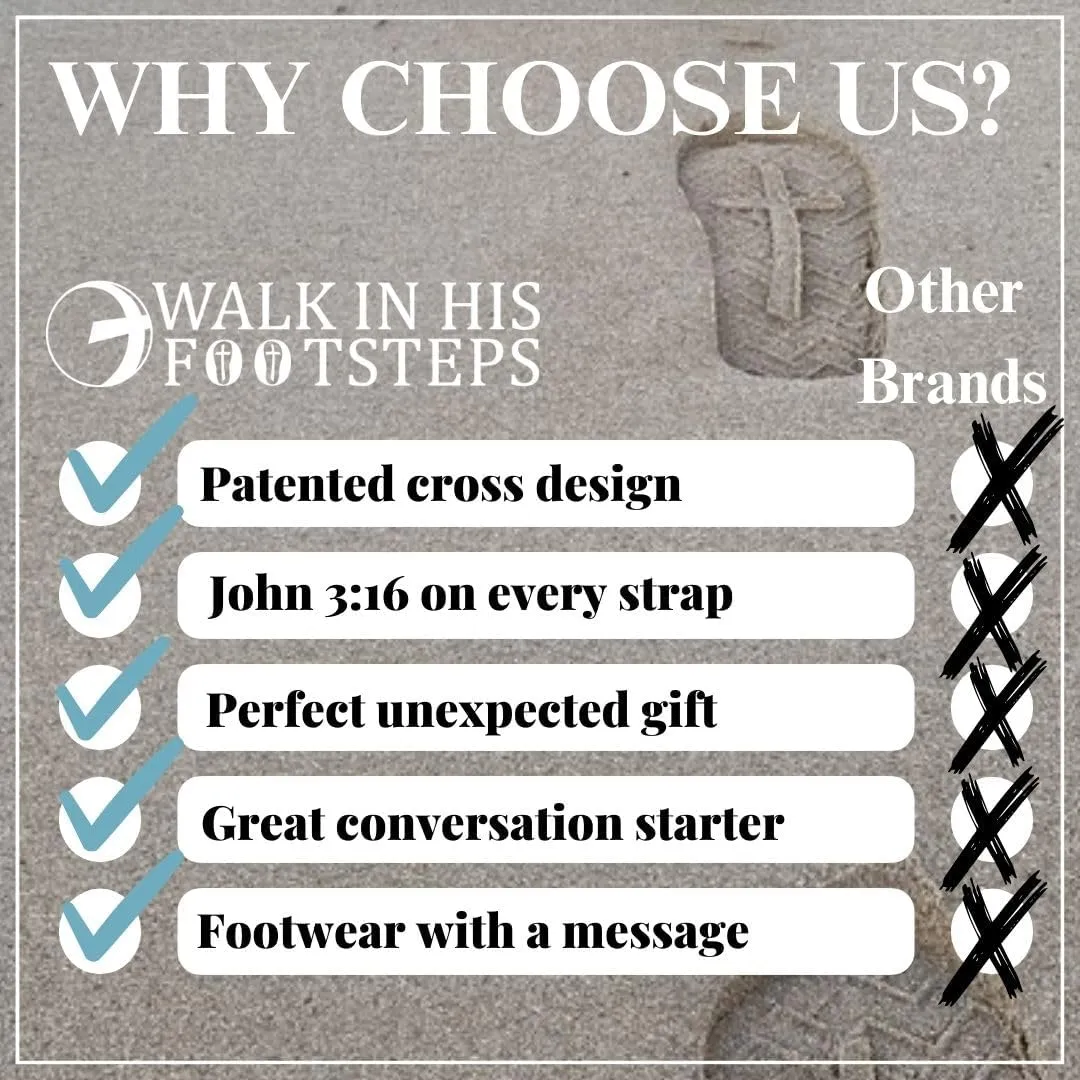 Men’s Christian Apparel and Footwear, Cross Bottom Flip Flops for Men, Jesus Sandals for Men, Unique Christian Clothing, Men’s Sandals with John 3:16 Bible Verse