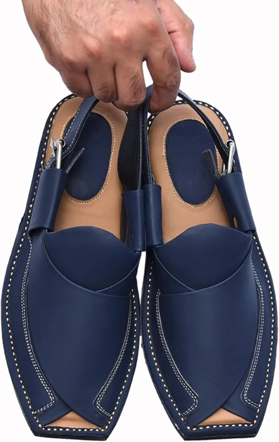 Men's Double Sole Summer Black Genuine Cowhide Leather Sandals Comfort Shoes
