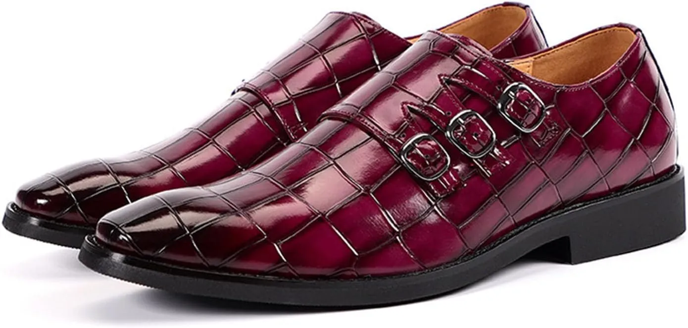 Men's Dress Shoes Leather Formal Business Oxford Derby Shoes Brogue Monk Strap Retro Dress Shoes for Men