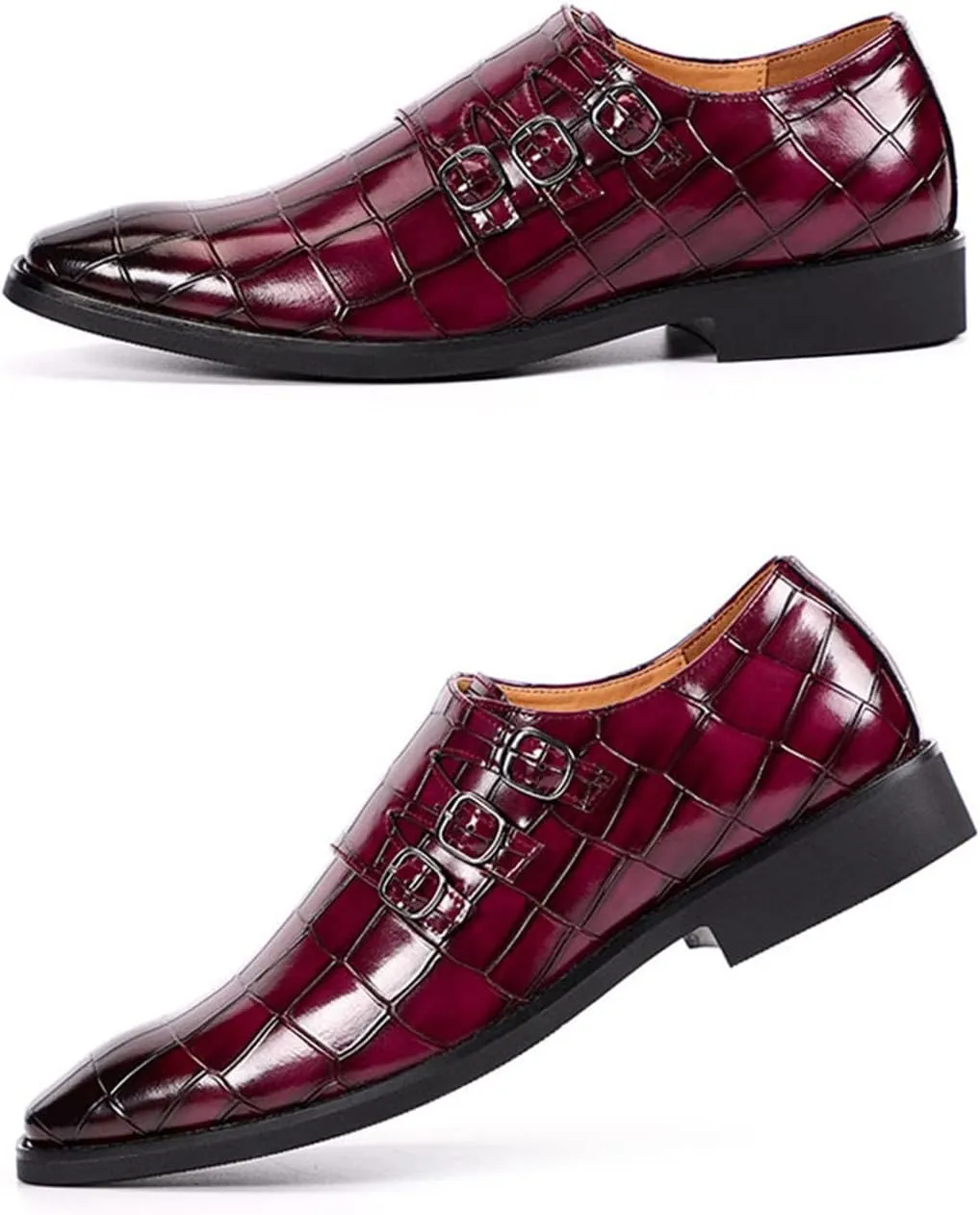 Men's Dress Shoes Leather Formal Business Oxford Derby Shoes Brogue Monk Strap Retro Dress Shoes for Men
