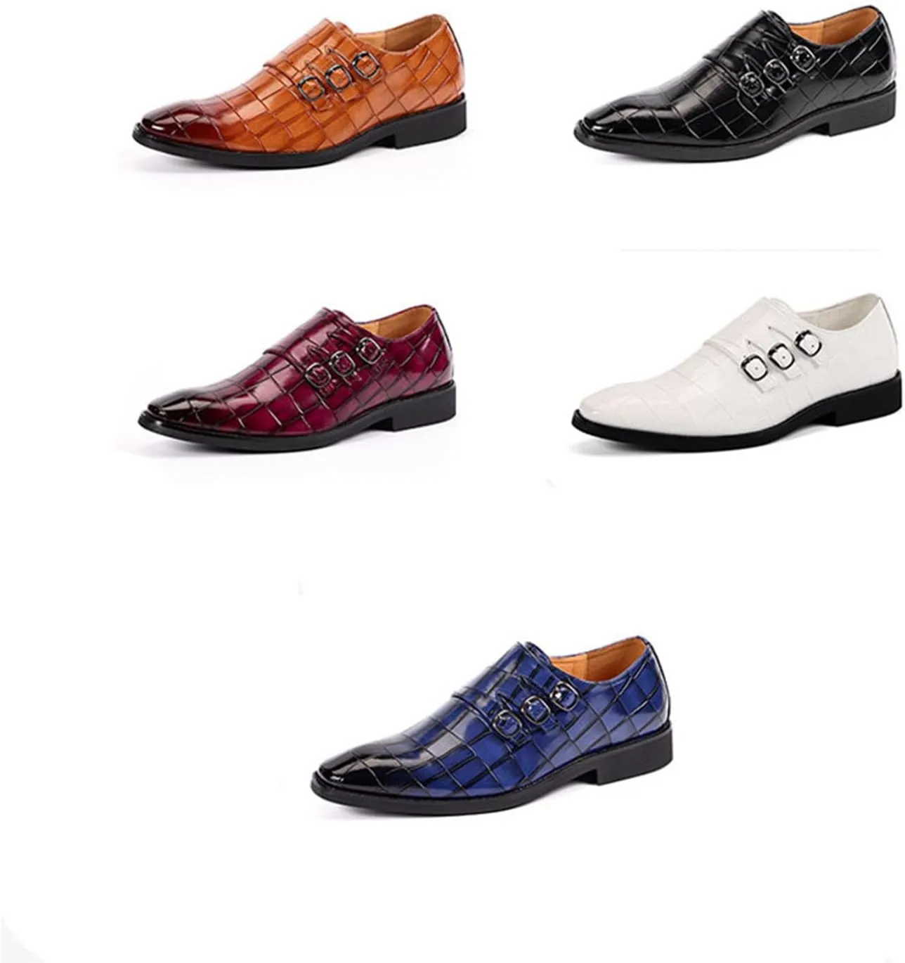 Men's Dress Shoes Leather Formal Business Oxford Derby Shoes Brogue Monk Strap Retro Dress Shoes for Men