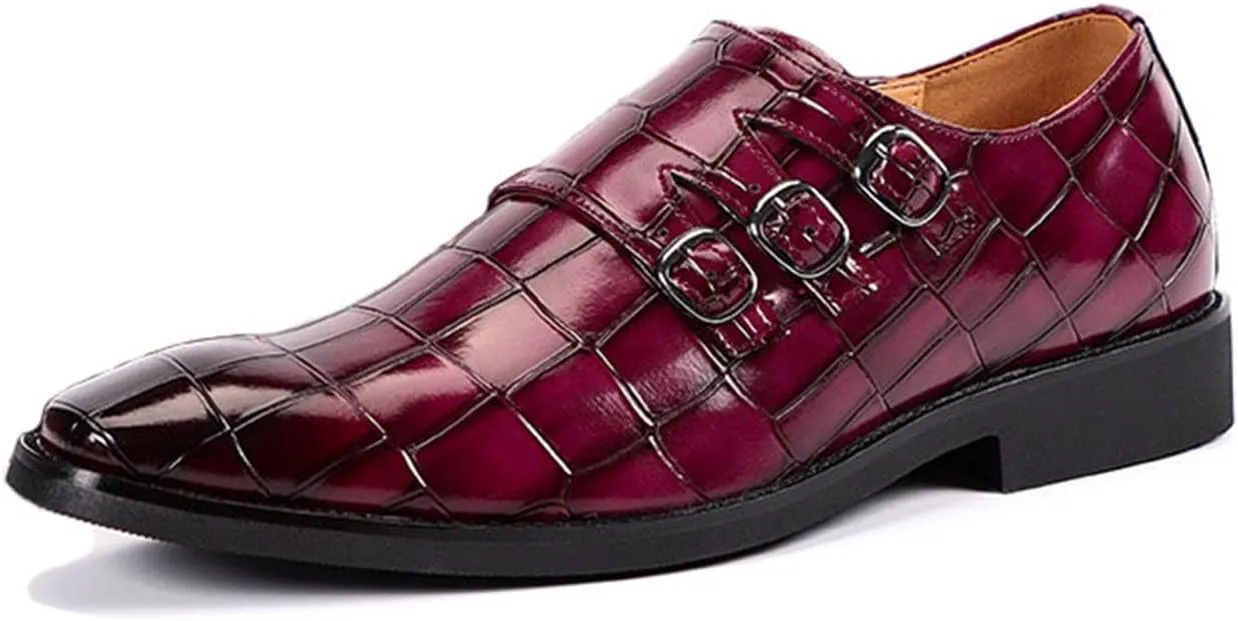 Men's Dress Shoes Leather Formal Business Oxford Derby Shoes Brogue Monk Strap Retro Dress Shoes for Men