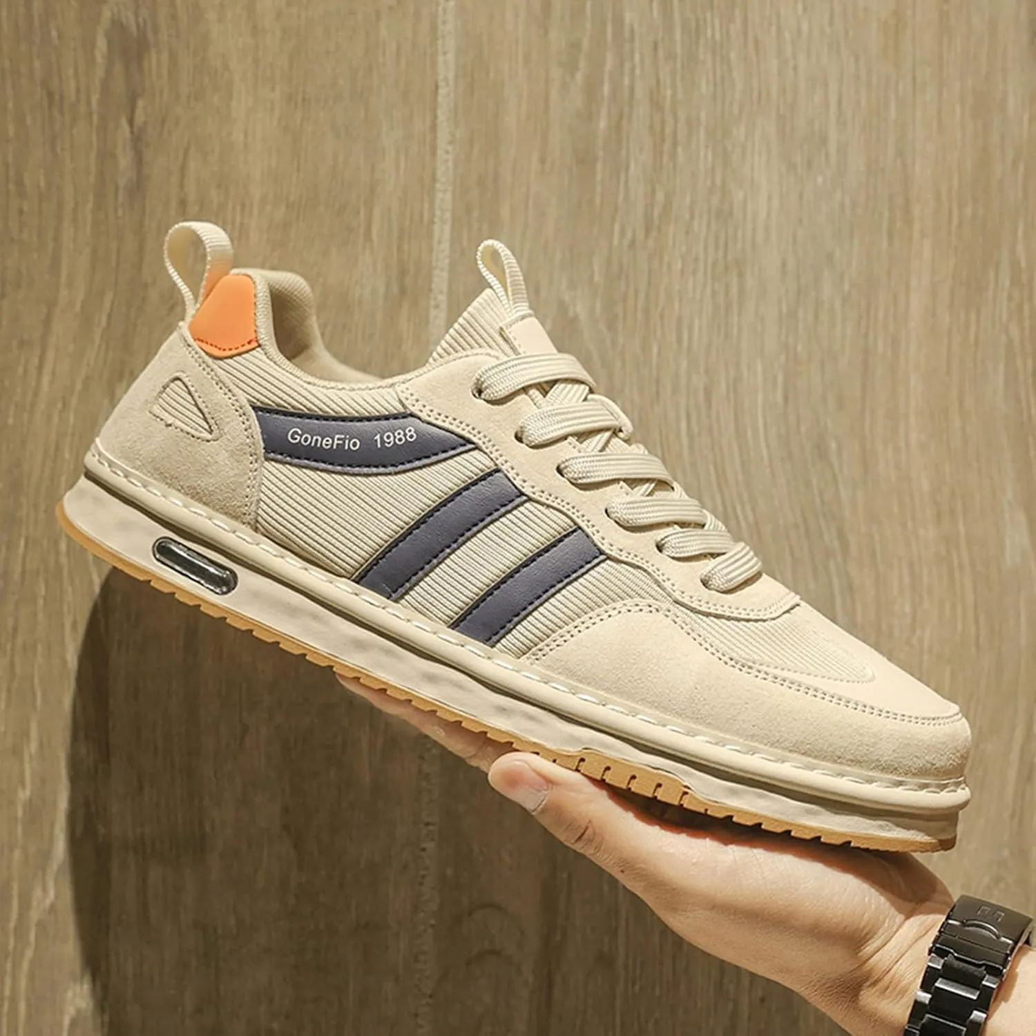 Men's Fashion Breathable Lace Up Low Top Flat Sneakers Casual Lightweight Round Toe Non Slip Walking Driving Daily Sports Shoes