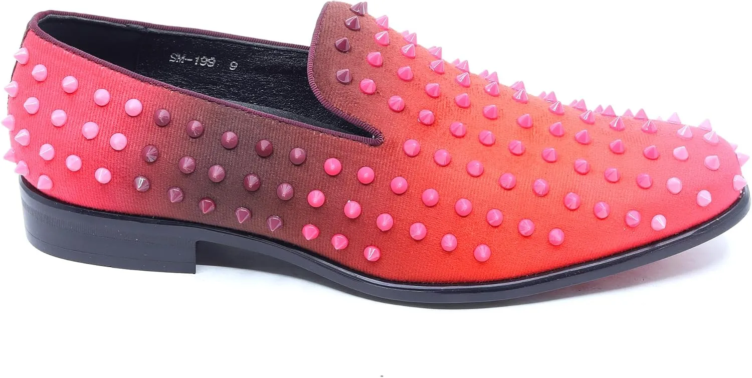 Men's Fashion Smoking Gradient Spike Dress Tuxedo Loafers Slip On Shoes SM-199