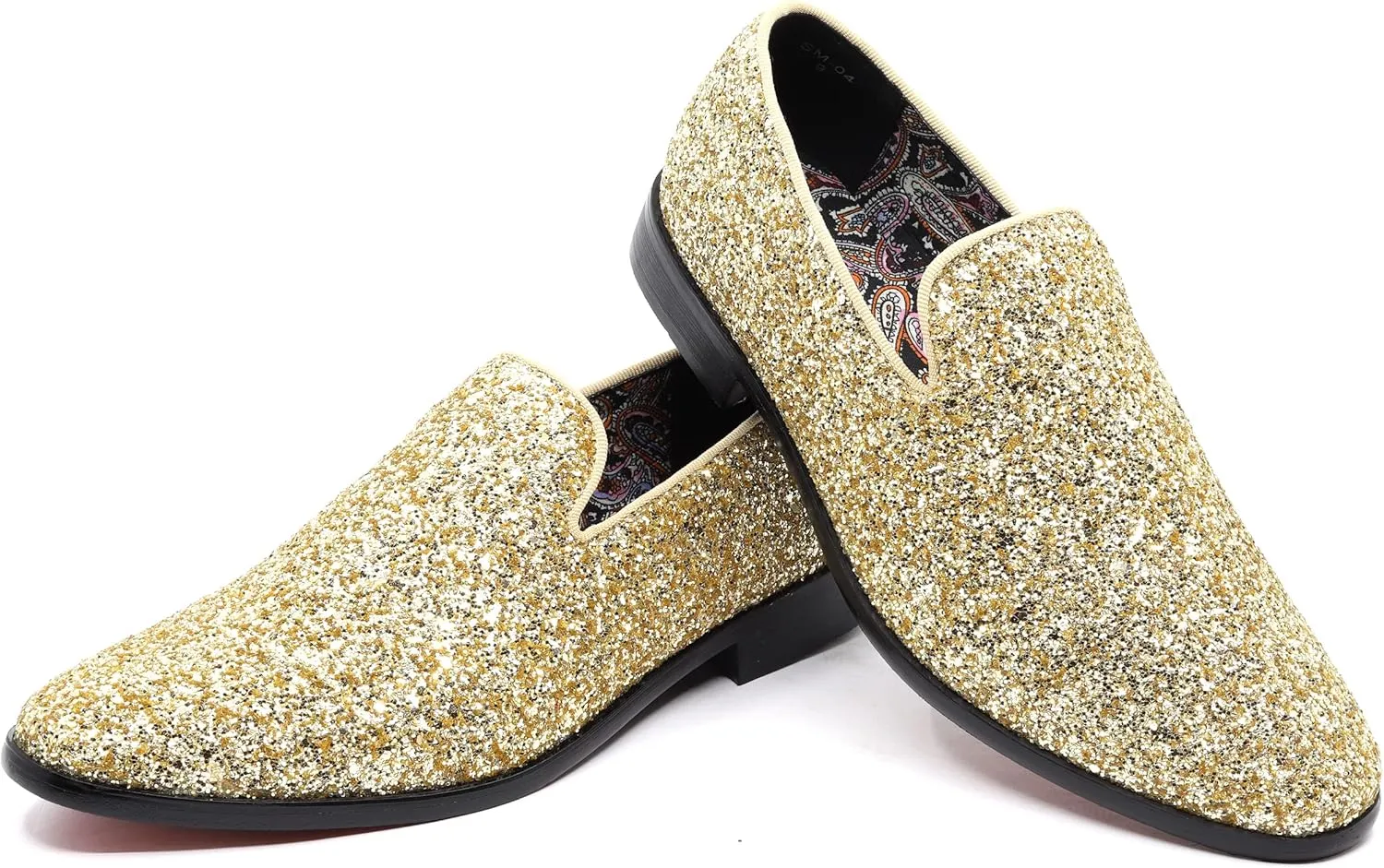 Men's Fashion Smoking Sparkly Glitter Sequin Dress Tuxedo Loafers Slip On Shoes SM-04