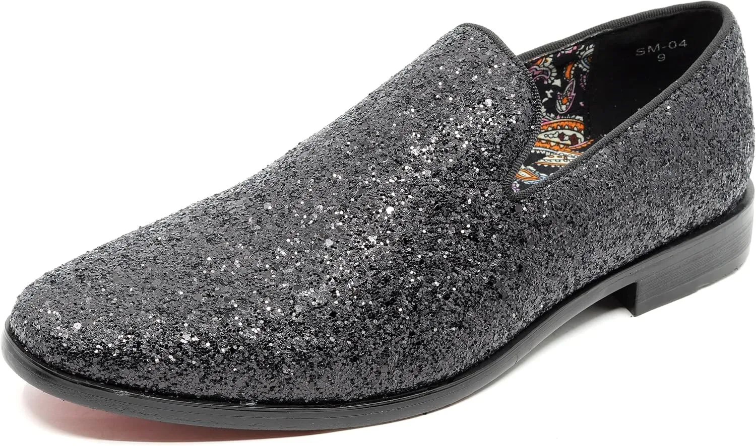 Men's Fashion Smoking Sparkly Glitter Sequin Dress Tuxedo Loafers Slip On Shoes SM-04