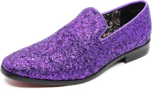 Men's Fashion Smoking Sparkly Glitter Sequin Dress Tuxedo Loafers Slip On Shoes SM-04