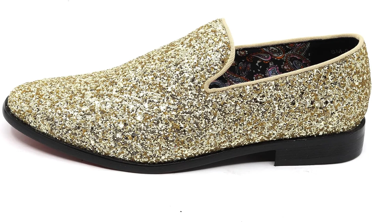 Men's Fashion Smoking Sparkly Glitter Sequin Dress Tuxedo Loafers Slip On Shoes SM-04