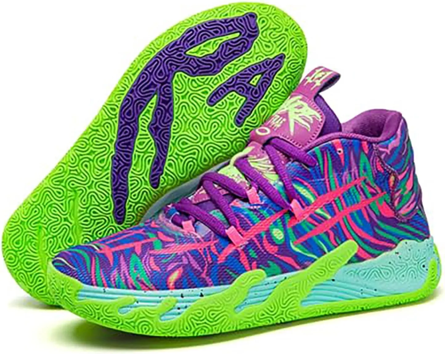 Mens Lace Up Multicolor High Top Basketball Shoe Non-Slip Breathable Running Shoes Fahsion Lightweight Outdoor Gym Sneakers