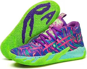 Mens Lace Up Multicolor High Top Basketball Shoe Non-Slip Breathable Running Shoes Fahsion Lightweight Outdoor Gym Sneakers