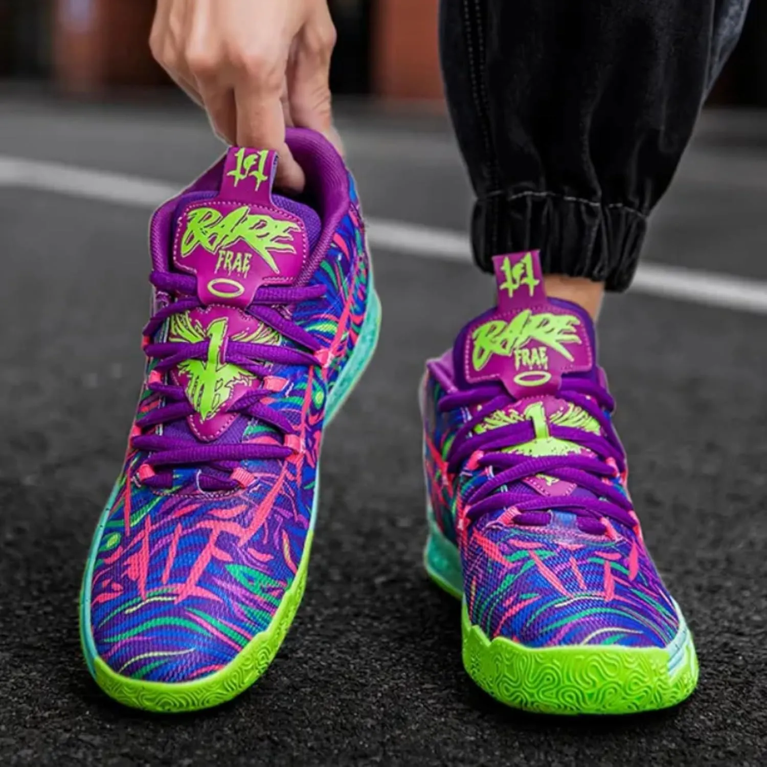 Mens Lace Up Multicolor High Top Basketball Shoe Non-Slip Breathable Running Shoes Fahsion Lightweight Outdoor Gym Sneakers
