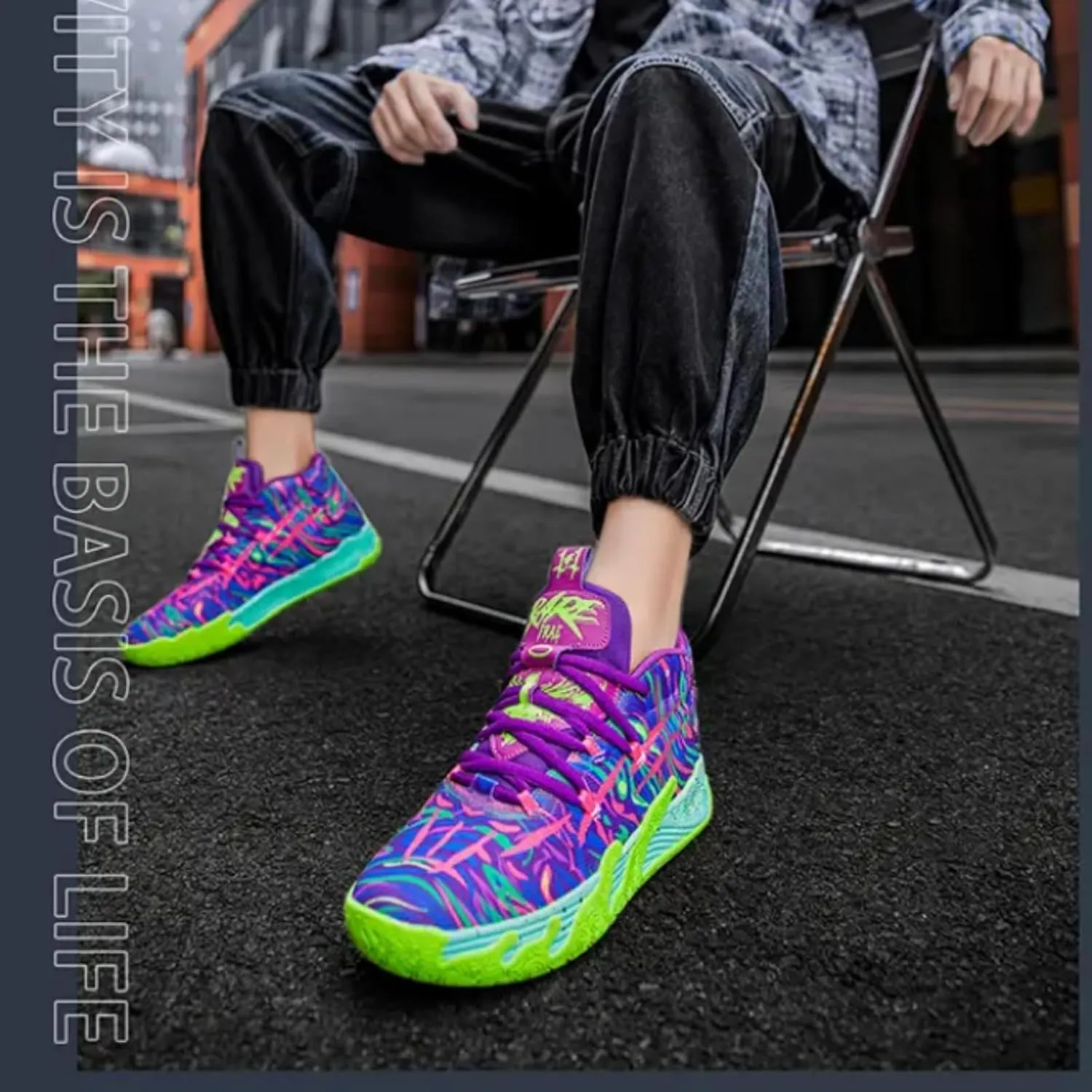 Mens Lace Up Multicolor High Top Basketball Shoe Non-Slip Breathable Running Shoes Fahsion Lightweight Outdoor Gym Sneakers
