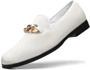 Men's Loafers Velvet Gold Copper Chain Fashion Party Wedding Shoes