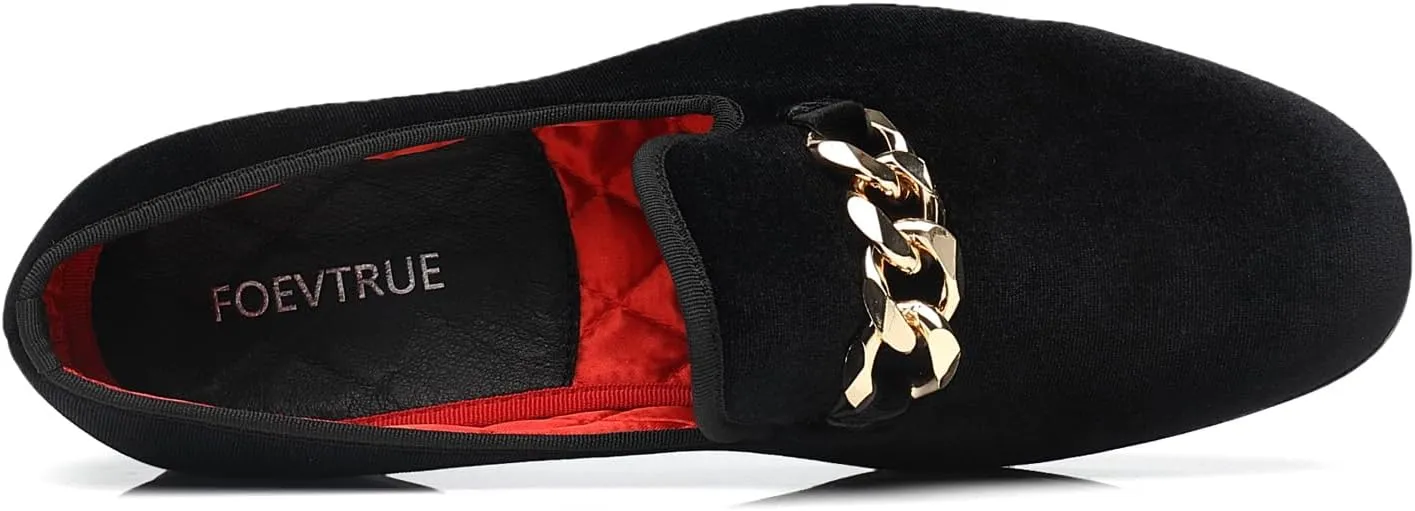 Men's Loafers Velvet Gold Copper Chain Fashion Party Wedding Shoes