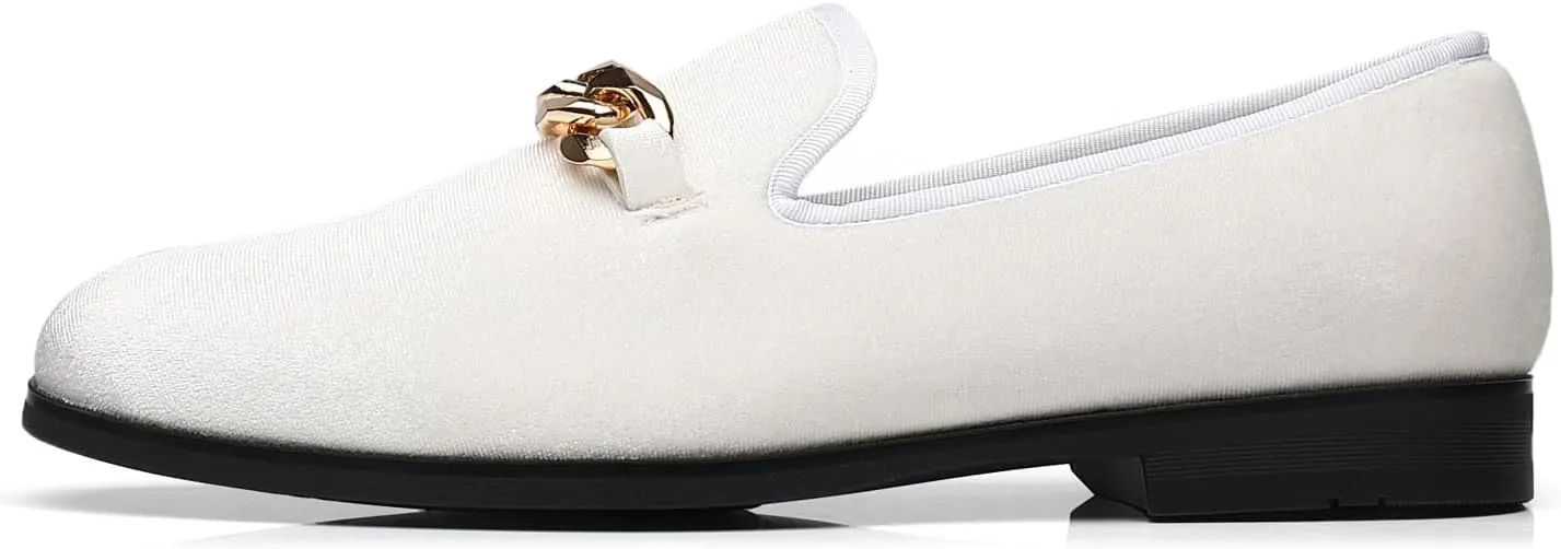 Men's Loafers Velvet Gold Copper Chain Fashion Party Wedding Shoes