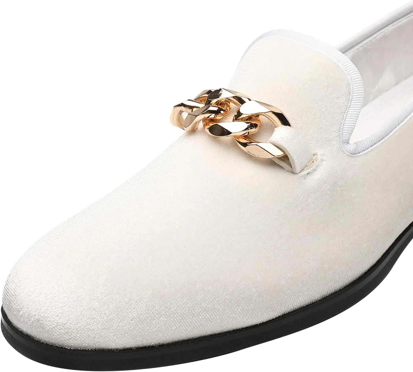 Men's Loafers Velvet Gold Copper Chain Fashion Party Wedding Shoes
