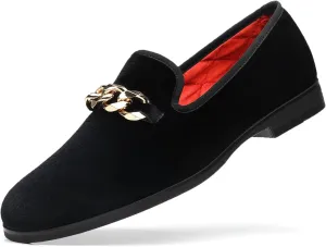 Men's Loafers Velvet Gold Copper Chain Fashion Party Wedding Shoes
