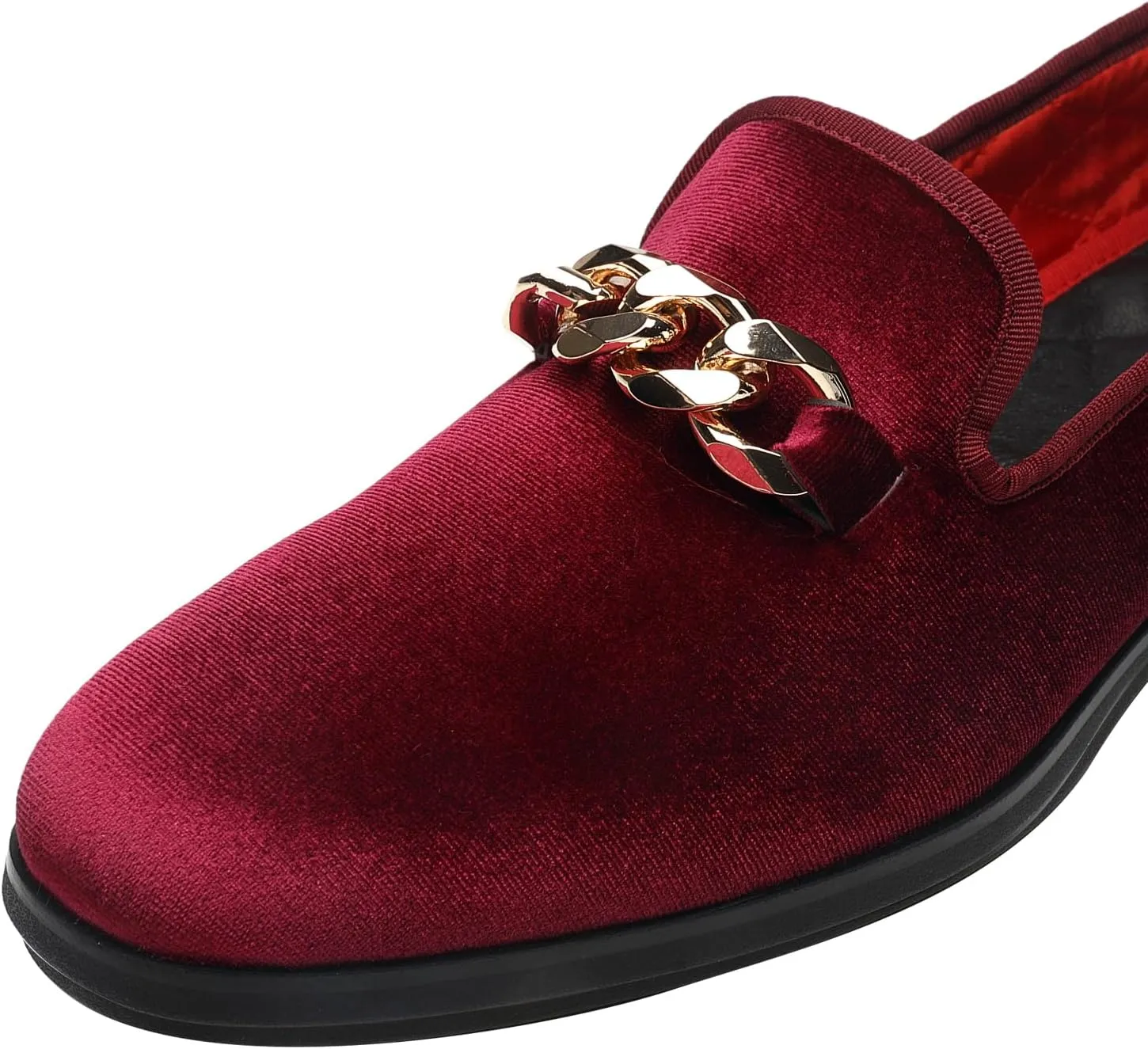 Men's Loafers Velvet Gold Copper Chain Fashion Party Wedding Shoes