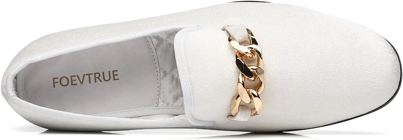 Men's Loafers Velvet Gold Copper Chain Fashion Party Wedding Shoes