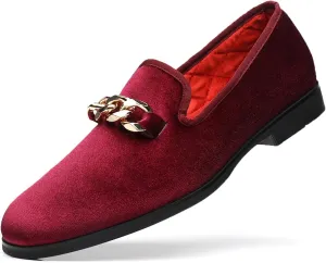 Men's Loafers Velvet Gold Copper Chain Fashion Party Wedding Shoes