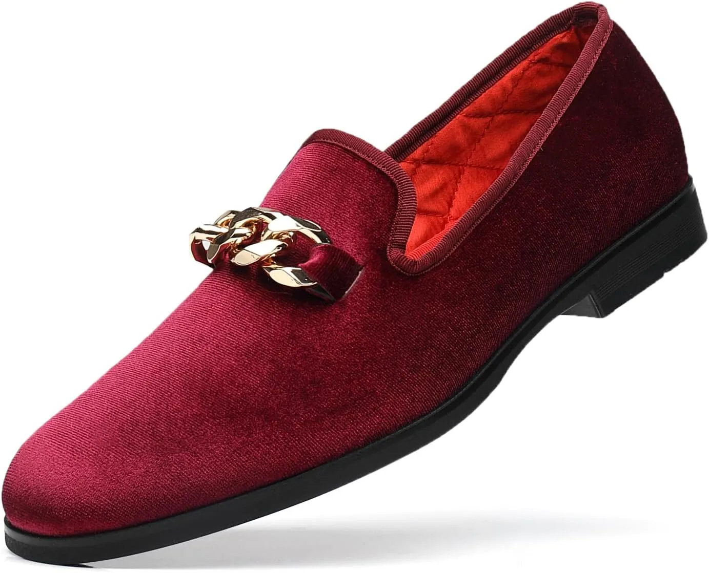 Men's Loafers Velvet Gold Copper Chain Fashion Party Wedding Shoes