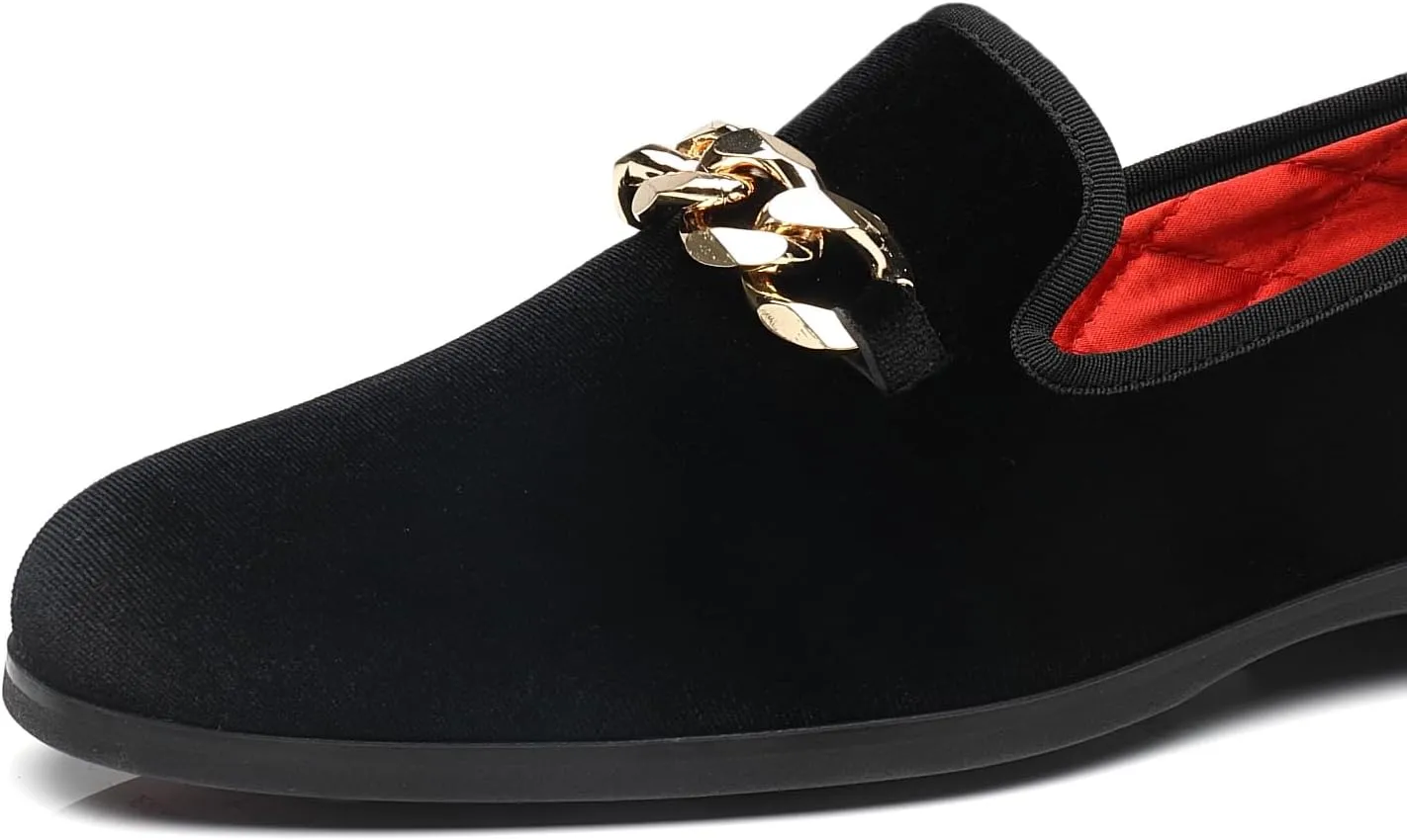 Men's Loafers Velvet Gold Copper Chain Fashion Party Wedding Shoes