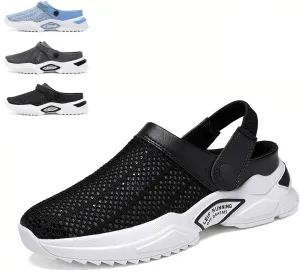 Men's Orthopedic Hollow-Out Summer Sandals, Comfortable Slip On Shoes with Arch Support, Knit Mesh Walking Shoes Beach Sandals