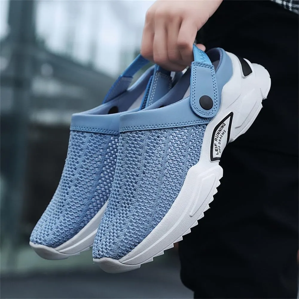 Men's Orthopedic Hollow-Out Summer Sandals, Slip On Mesh Sandals, Breathable, Arch Support, Blue