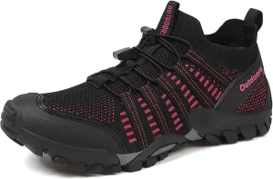 Men's Outdoor Stretch Mesh Hiking Shoe Comfortable Low Sneaker Lightweight Breathable Non-Slip Trekking Trails Shoes Casual Portable Slip on for Beach Fishing Water Sandals