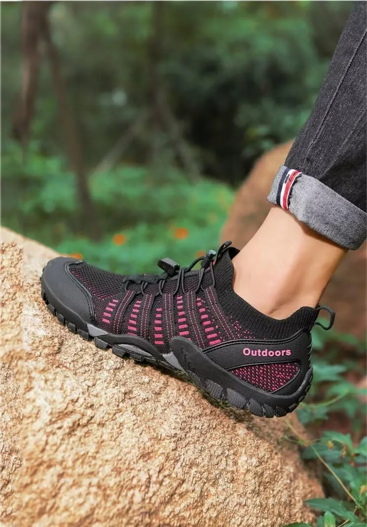 Men's Outdoor Stretch Mesh Hiking Shoe Comfortable Low Sneaker Lightweight Breathable Non-Slip Trekking Trails Shoes Casual Portable Slip on for Beach Fishing Water Sandals