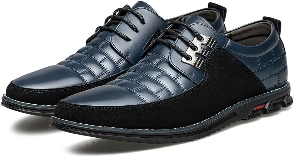 Men's Premium Leather Dress Shoes Comfort Business Casual Oxford Shoes Fashion Dress Sneakers Soft Loafers Derby Shoe for Office Working Walking Driving