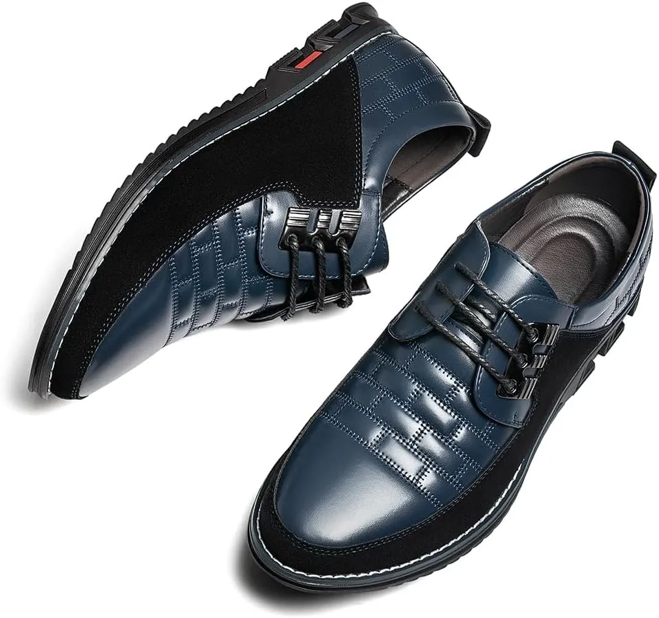 Men's Premium Leather Dress Shoes Comfort Business Casual Oxford Shoes Fashion Dress Sneakers Soft Loafers Derby Shoe for Office Working Walking Driving