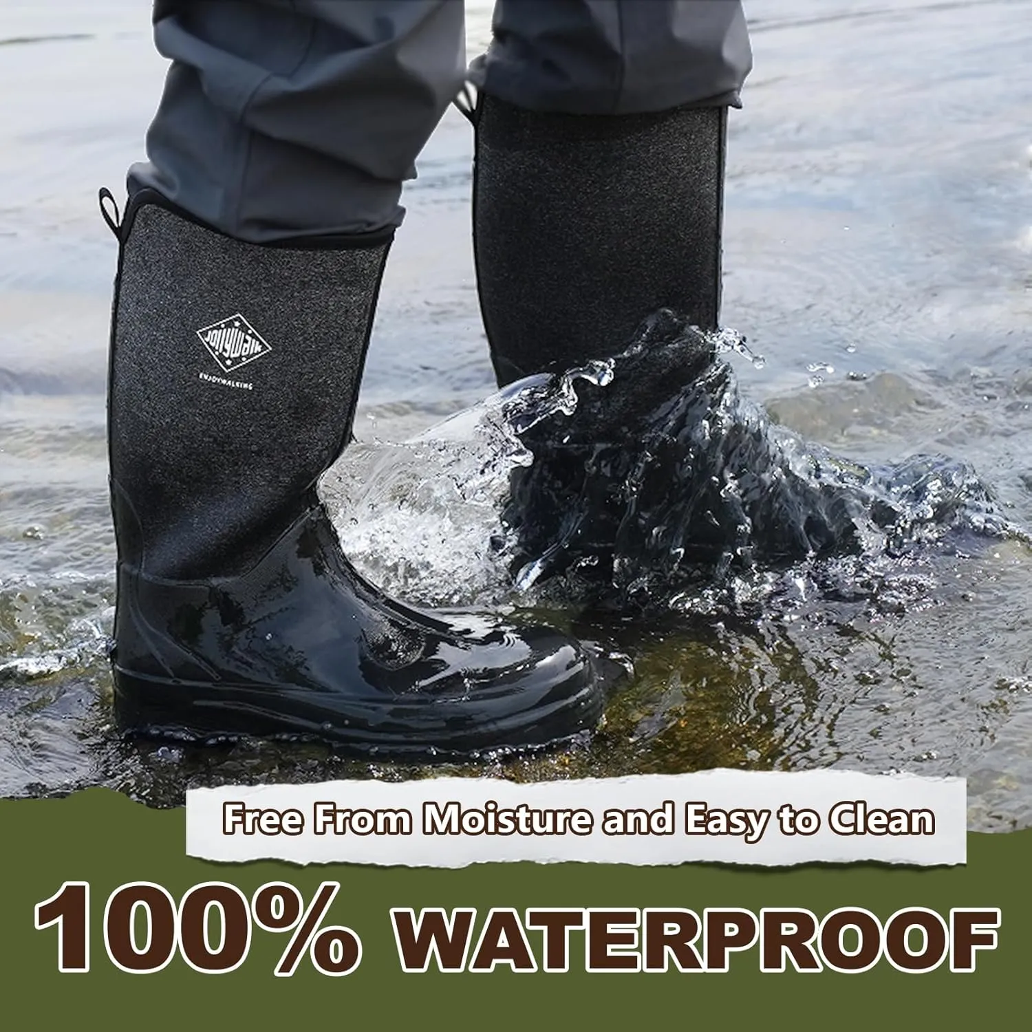 Men's Rubber Boots, Rain Boots for Men, Hunting Gardening Fishing Outdoor Work Boots, Waterproof Insulated Rubber Neoprene Knee Boots