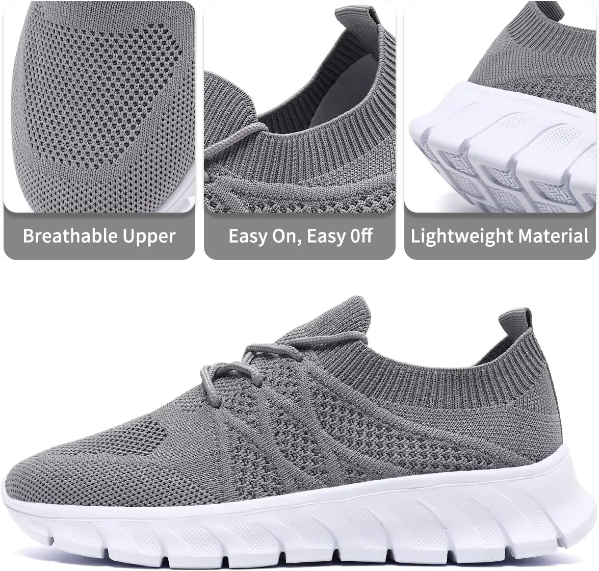 Mens Running Shoes Slip on Walking Sneakers Workout Sports Athletic Gym Ultra Lightweight Casual Fashion Breathable Mesh Comfortable