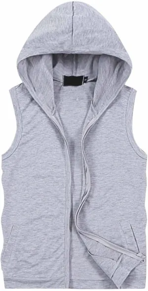 Men's Sleeveless Tank Tops with Hood Athletic Bodybuilding Fitness Gym Muscle Cut Off T Shirt Workout Sweatshirts Vest
