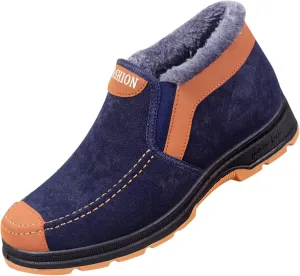 Men's Suede Ankle Boots Classic Slip On Furry Boots Fleece Lined Warm Winter Boots Non Slip Cold Proof Shoes