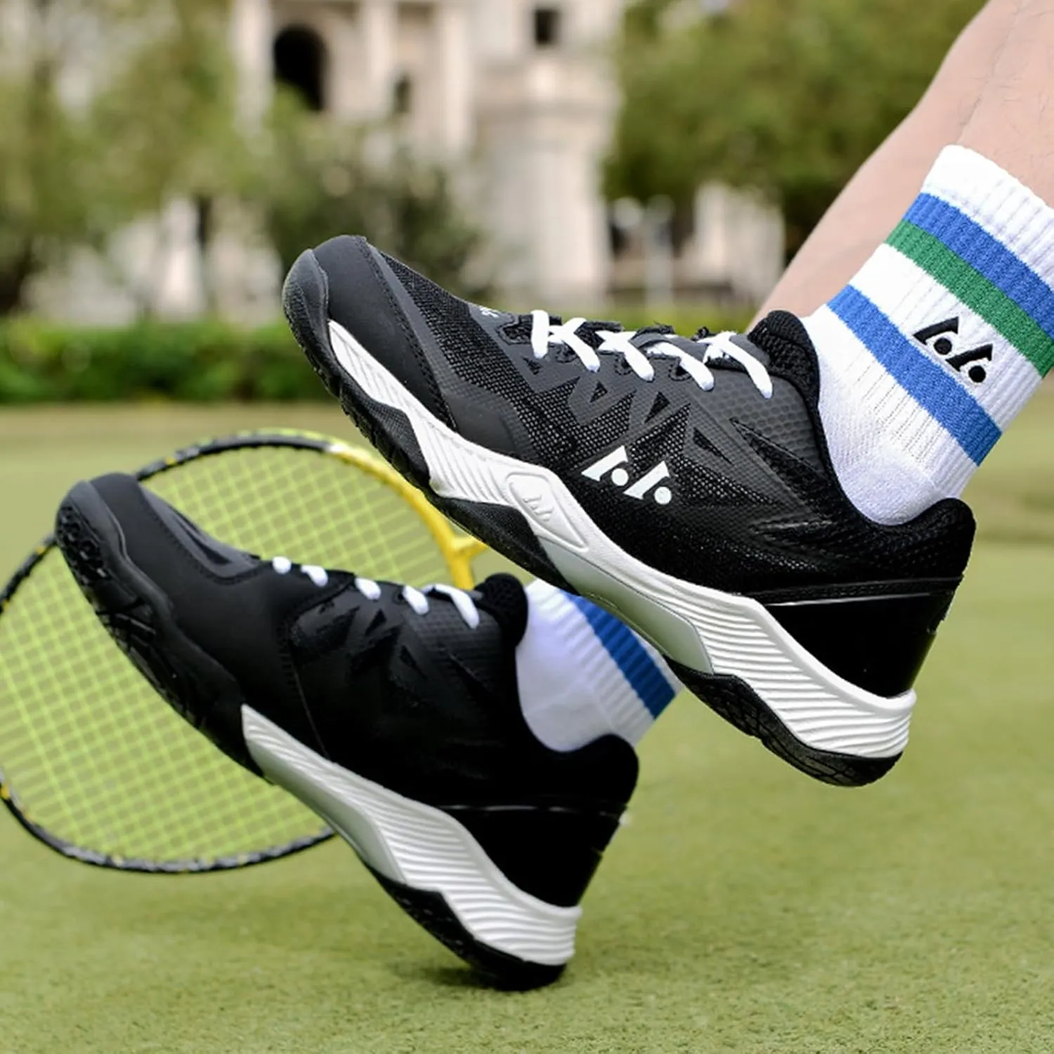 Men's Tennis Shoes Non-Slip Lightweight Squash Racket Sports Sneakers Comfort Indoor/Outdoor Court Training Shoe