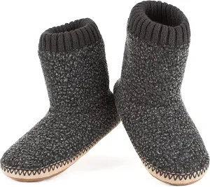 Men's Warm Up House Boots, Thick Fuzzy Sherpa Fleece Winter Moccasin Socks Non-slip Soles, Cozy Soft Comfy Indoor Shoes Rubber Grippers