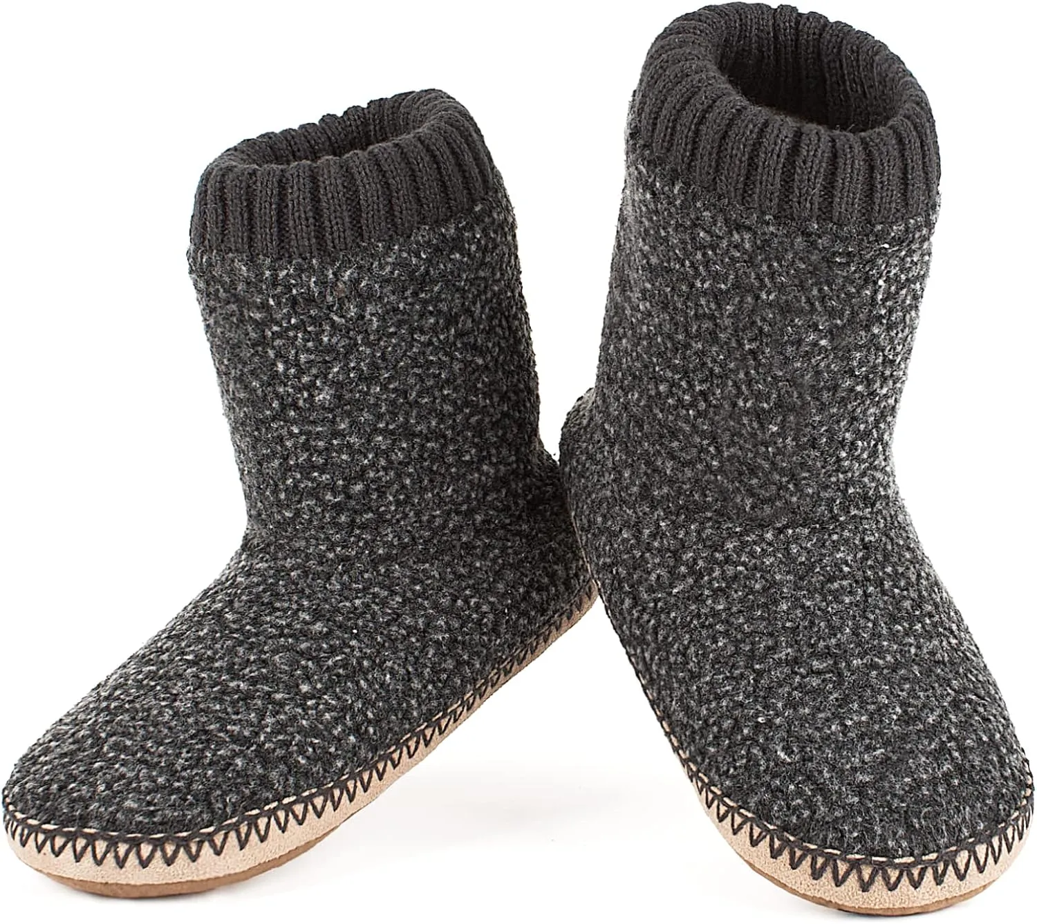 Men's Warm Up House Boots, Thick Fuzzy Sherpa Fleece Winter Moccasin Socks Non-slip Soles, Cozy Soft Comfy Indoor Shoes Rubber Grippers